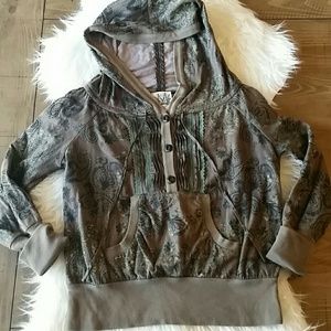 Miss Me Green Paisley Hoodie Sweatshirt